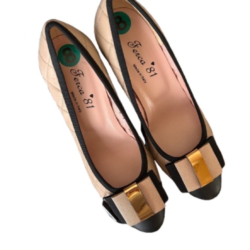 NWT FERCA 81, Women Leather Shoes, Tan and Cream, Size 8 - Picture 2 of 6